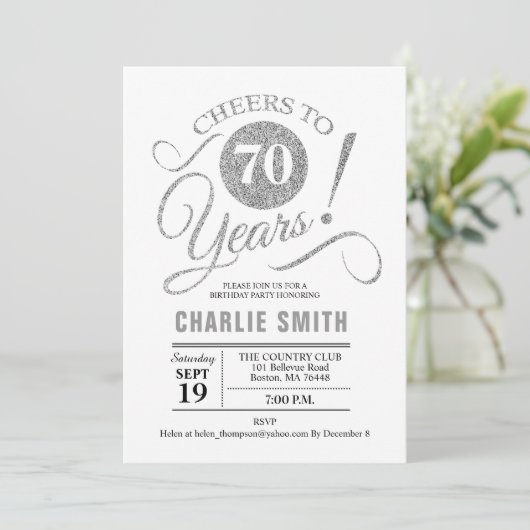 Invitation 70e fête d'anniversaire - Silver White (Debout devant)