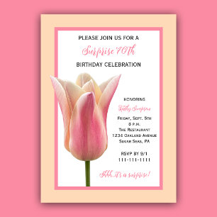 Invitation 70e fête d'anniversaire surprise Élégante tulipe r