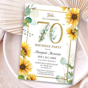 Invitation 70e fête d'anniversaire tournesols élégants florau