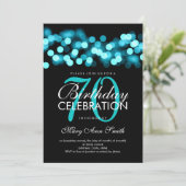 Invitation 70e fête d'anniversaire Turquoise Hollywood Glam (Debout devant)