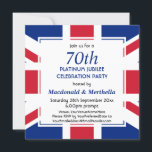 Invitation 70e fête du Platine UNION JACK<br><div class="desc">Élégant patriotique personnalisable 70ème Platinum Celebration Union Jack invitation montrant l'UNION JACK du Royaume-Uni sur le devant et l'arrière - plan BLUE simple sur le dos. Tout le texte est PERSONNALISABLE, donc vous pouvez ajouter vos propres détails, par ex. Platinum Jubilee Street Party, Anniversaire du Mariage, Anniversaire de la jalon,...</div>