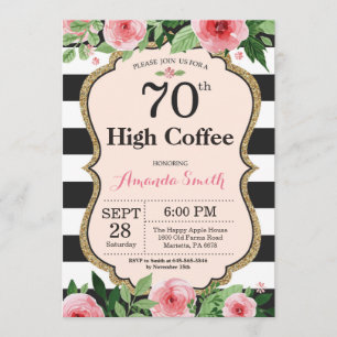 Invitation 70e High Coffee Femmes. Floral Or Noir