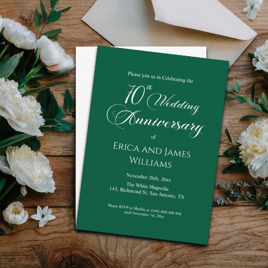 Invitation 70e Mariage Platinum Anniversaire Élégant Script
