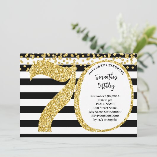 Invitation 70e Parties scintillant Black White and Gold moder (Debout devant)