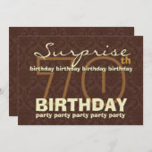 Invitation 70e SUPRISE Anniversaire Chocolat et Gold G202 (Devant / Derrière)