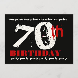 Invitation 70e SURPRISE Anniversaire de la fête Noir rouge Bl