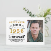 Invitation 70th Birthday 1956 Legend White & Gold Photo (Debout devant)