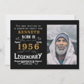 Invitation 70th Birthday 1956 Vintage Black Gold Personalized (Devant)