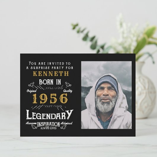 Invitation 70th Birthday 1956 Vintage Black Gold Personalized