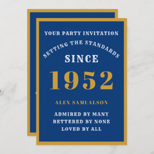 Invitation 70th Birthday Ajouter le nom 1952 Elegant Chic Blu