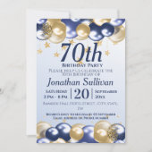 Invitation 70th Birthday Navy Gold Balloons Party (Devant)