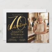Invitation 70th Celebration Photo Black Gold 70th Birthday (Devant)