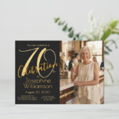 Invitation 70th Celebration Photo Black Gold 70th Birthday (Debout devant)