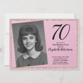 Invitation 70th Custom Photo Pink and Gold  (Devant)