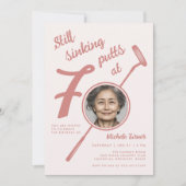 Invitation 70th Golf Theme Birthday Party Photo Modern Pink (Devant)