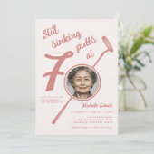 Invitation 70th Golf Theme Birthday Party Photo Modern Pink (Debout devant)