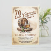 Invitation 70th Old Fashioned Whiskey Barrel Birthday Party (Debout devant)