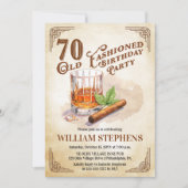 Invitation 70th Old Fashioned Whiskey Cigar Birthday Party (Devant)