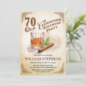 Invitation 70th Old Fashioned Whiskey Cigar Birthday Party (Debout devant)