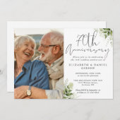 Invitation 70th Wedding Anniversary Floral Greenery (Devant / Derrière)
