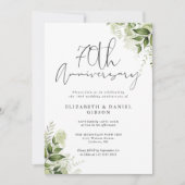 Invitation 70th Wedding Anniversary Greenery Floral (Devant)