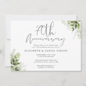 Invitation 70th Wedding Anniversary Greenery Floral Photo (Devant)