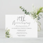 Invitation 70th Wedding Anniversary Greenery Floral Photo (Debout devant)