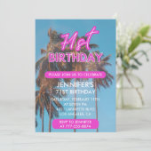 Invitation 71e anniversaire d'invitation Summer Pink Palm tre (Debout devant)