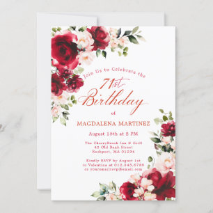 Invitation 71e anniversaire Rose rose rose rose rose rose poi