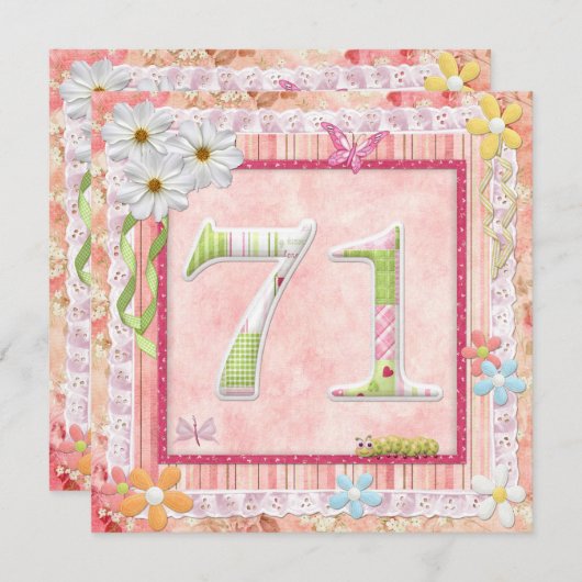 Invitation 71e anniversaire style scrapbooking (Devant / Derrière)