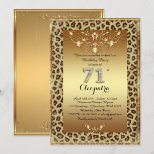 Invitation 71e, fête d'anniversaire 71e, or Royal Cheetah plu