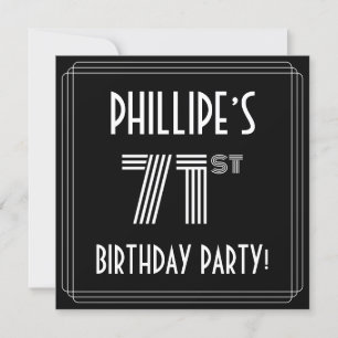 Invitation 71e fête d'anniversaire : Art Déco Style avec nom 