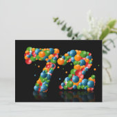 Invitation 72e fête d'anniversaire, avec bulles et balles (Debout devant)