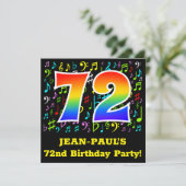 Invitation 72e fête d'anniversaire : Symboles de musique amus (Debout devant)