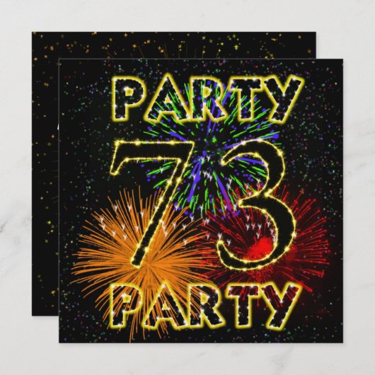 Invitation 73e anniversaire avec feu d'artifice (Devant / Derrière)