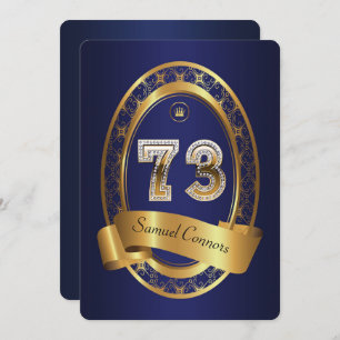 Invitation 73e anniversaire, homme de fête, couleur élégante
