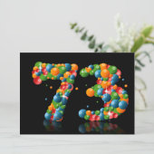 Invitation 73e fête d'anniversaire, avec bulles et balles (Debout devant)