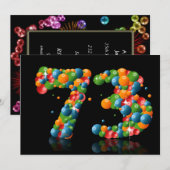 Invitation 73e fête d'anniversaire, avec bulles et balles (Devant / Derrière)