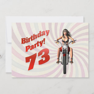Invitation 73ème anniversaire avec une fille sur une moto