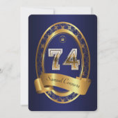 Invitation 74e anniversaire, homme de fête, couleur élégante (Devant)
