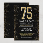 Invitation 75 ans Noir Moderne (Devant / Derrière)
