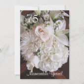 Invitation 75 Fête d'anniversaire/Fleur blanche élégante (Devant)