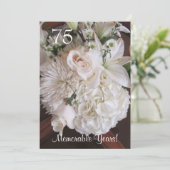 Invitation 75 Fête d'anniversaire/Fleur blanche élégante (Debout devant)