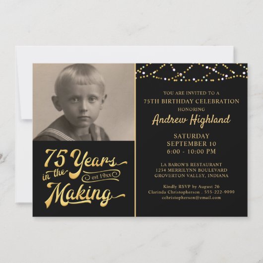 Invitation 75e anniversaire 75 ans dans l'or noir (Devant)