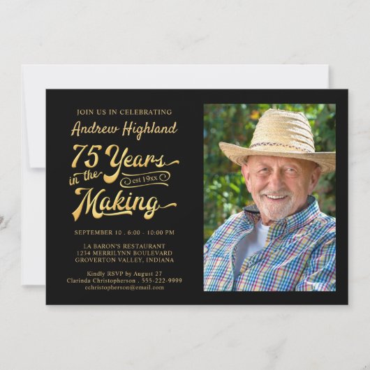 Invitation 75e anniversaire 75 ans dans l'or noir (Devant)