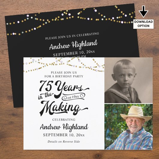 Invitation 75e anniversaire 75 ans dans l'or noir