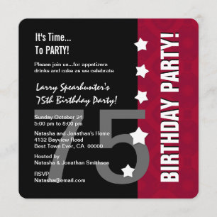 Invitation 75e anniversaire amusant pas sur la colline Z75D