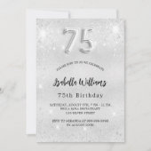 Invitation 75e anniversaire argent parties scintillant élégan (Devant)