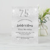 Invitation 75e anniversaire argent parties scintillant élégan (Debout devant)