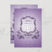Invitation 75e anniversaire Célébration Vintage de cadre Invi (Devant / Derrière)